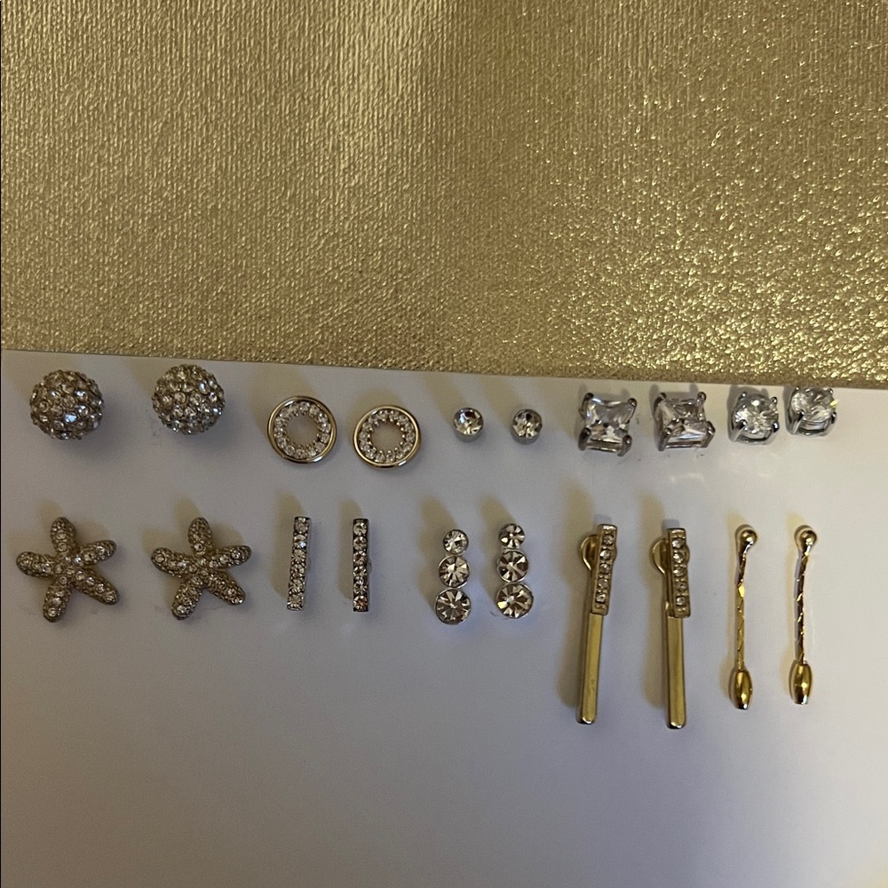 set 10 pairs Gold and Silver tone Studs Earring